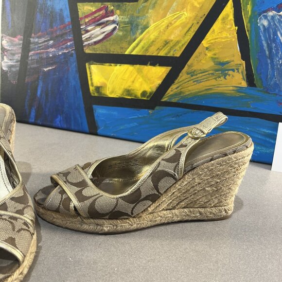 Women’s Coach Espadrille Wedge Sandals (Beige, Size 9 US) - Picture 4 of 7